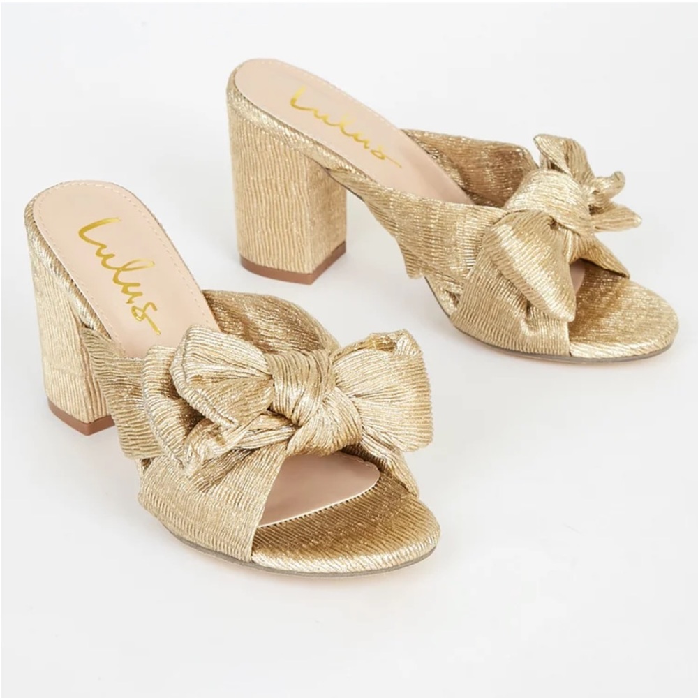 New! Dorothea Gold Knotted High Heel Sandals